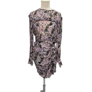 Isabel Marant Etoile Dress Jirvina Flower Camo Print Ruched Size 38